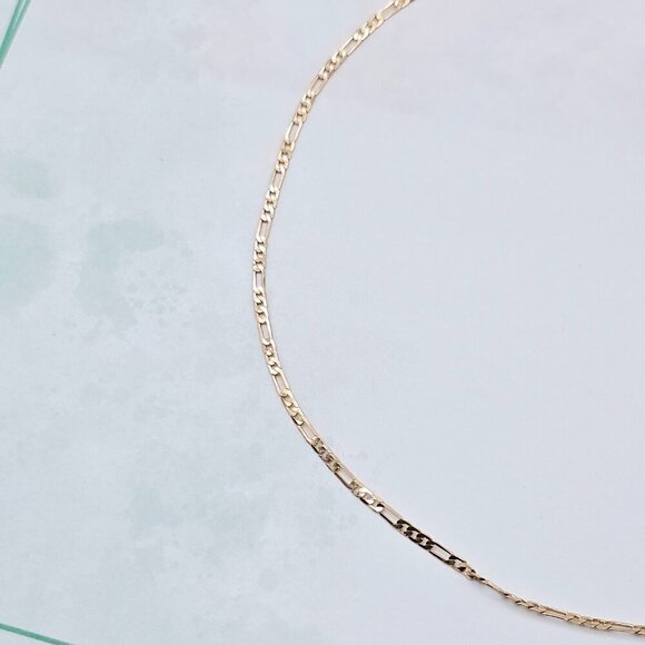 "Elegant Rose Gold Figaro Chain Necklace – 50cm Brass Gold Plated, XPNL0113 - Picture 12 of 13